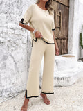 Color Block Short Sleeve Pant Set