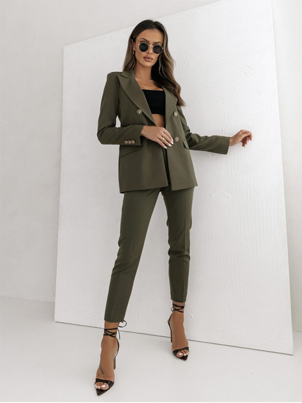 Solid Green Fashion Blazer